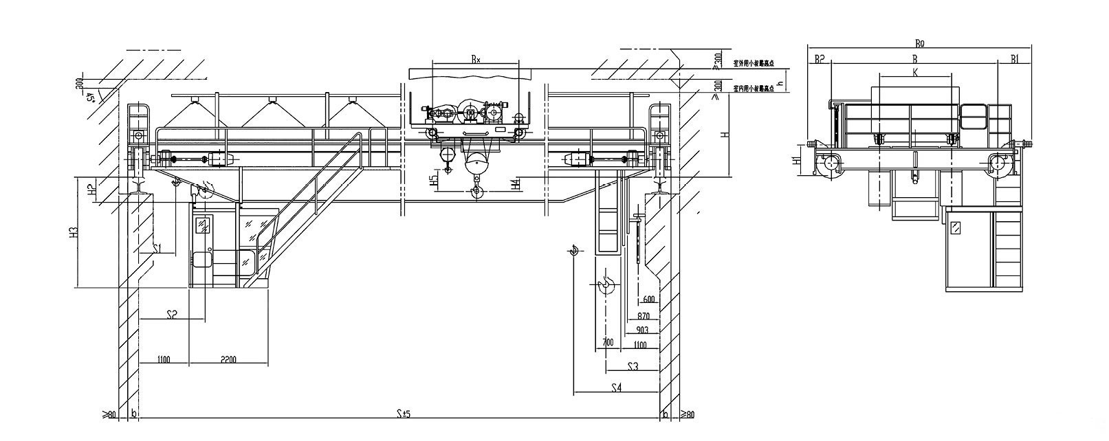 5-50噸QB型防爆橋式起重機(jī)結(jié)構(gòu)圖