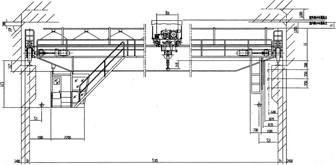 QY型絕緣橋式起重機正面結(jié)構(gòu)圖