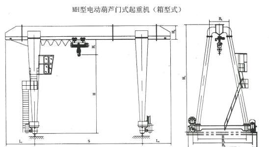 MH型單梁門式起重機(jī)外形圖