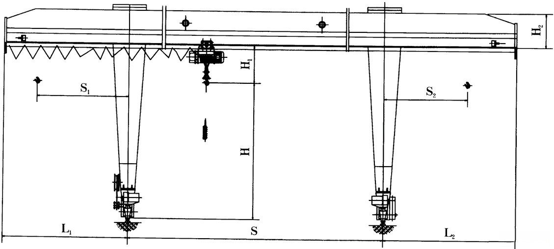 L型電動(dòng)葫蘆門(mén)式起重機(jī)結(jié)構(gòu)圖