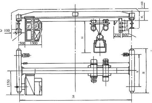 LDZ型電動(dòng)單梁抓斗起重機(jī)結(jié)構(gòu)圖